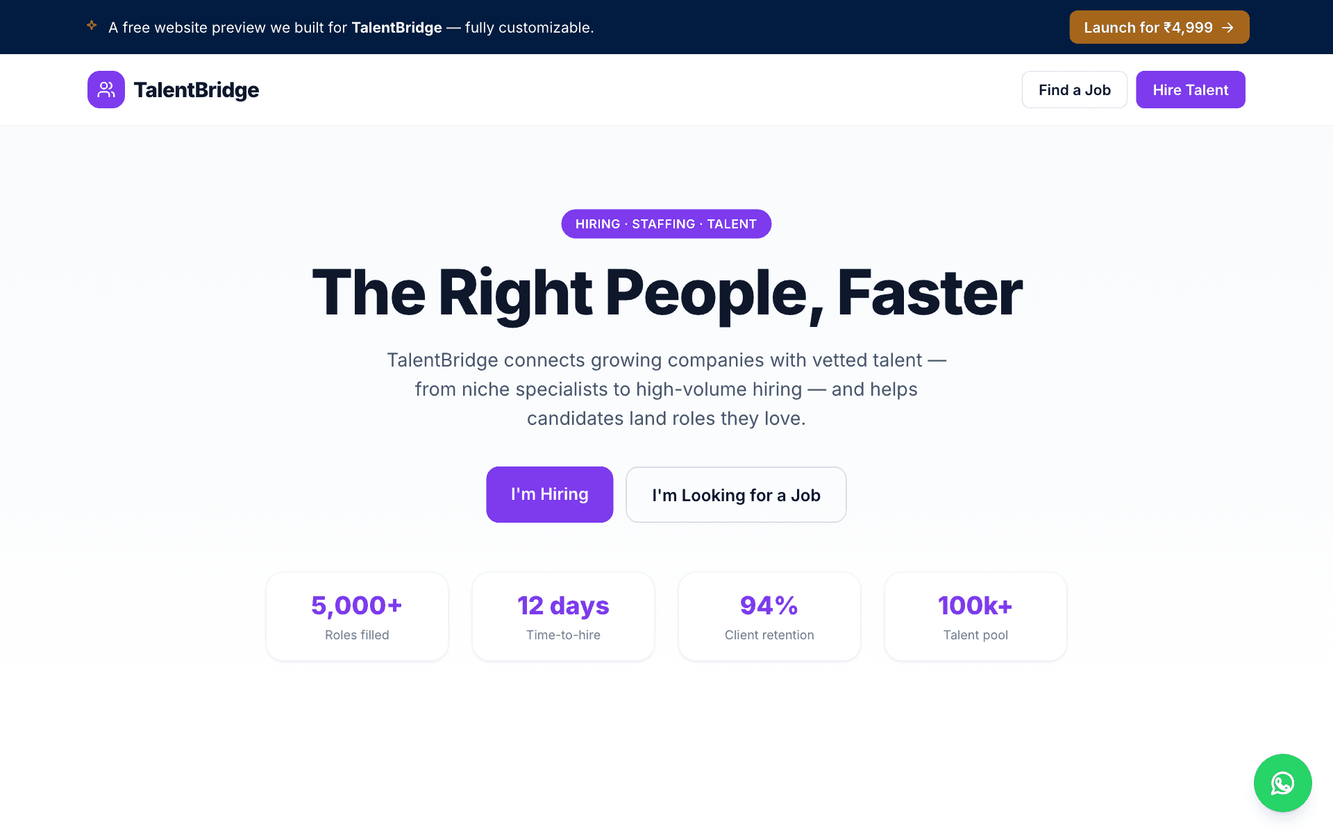 Recruitment website example built with HeyBoss