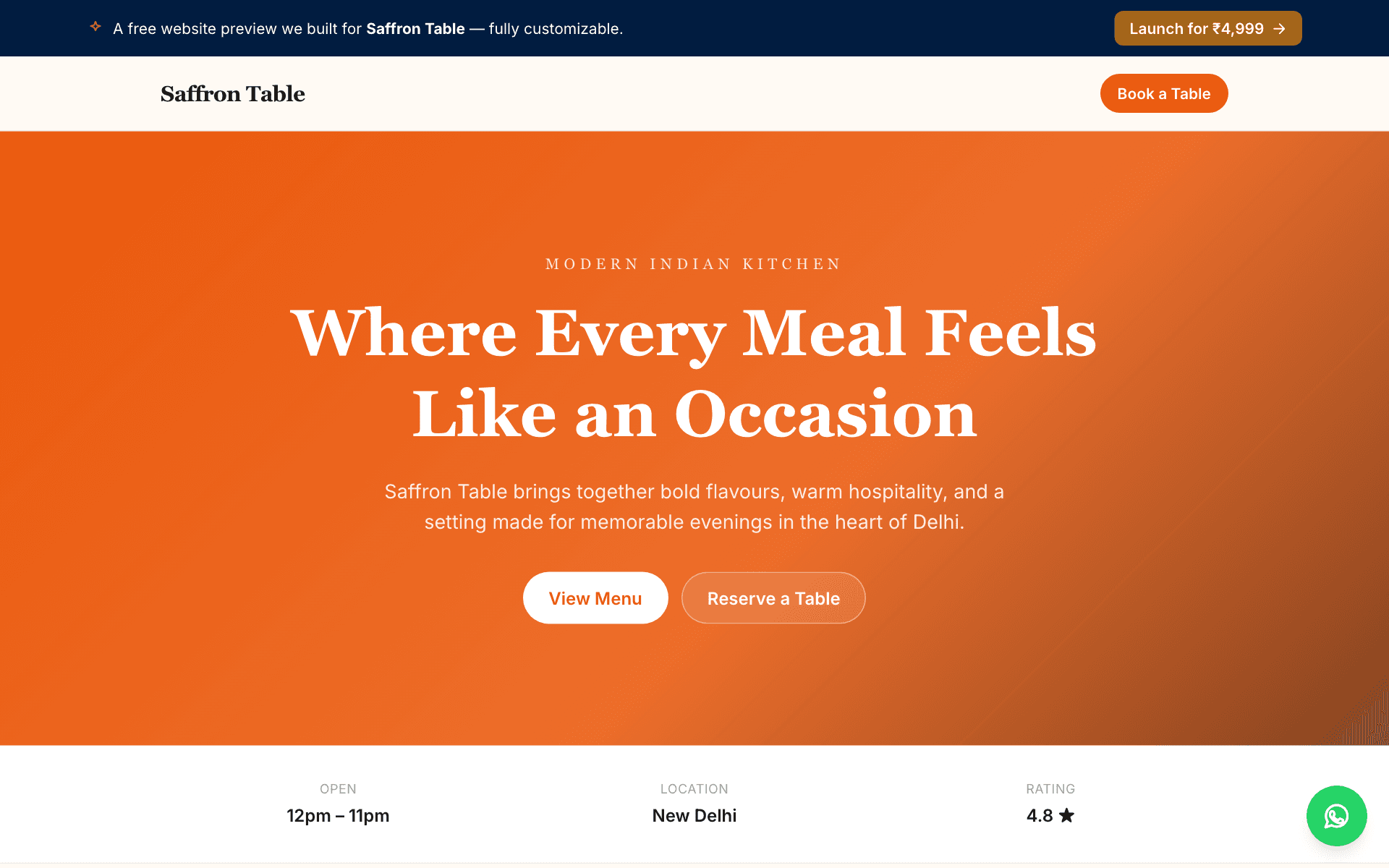 Restaurant website example built with HeyBoss